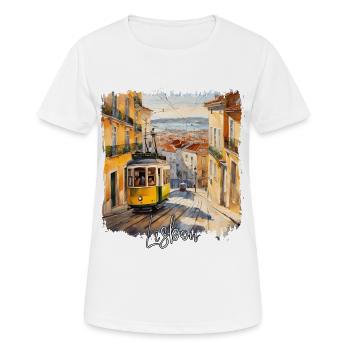 Aquarell von Lissabon, Lissabon, Portugal - Frauen T-Shirt atmungsaktiv - Weiß - Vorne - AI Model Female 172 dark (172cm)