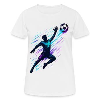 Fußball Torwart Parade Dynamische Aktion - Frauen T-Shirt atmungsaktiv - Weiß - Vorne - AI Model Female 172 dark (172cm)