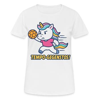 Vitesse, Contre-Coup de pied, Licorne, Handball, Attaque - T-shirt respirant Femme - blanc - Devant - AI Model Female 172 dark (172cm)