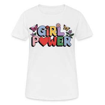 Girl Power Bloom Buchstaben - Frauen T-Shirt atmungsaktiv - Weiß - Vorne - AI Model Female 172 dark (172cm)