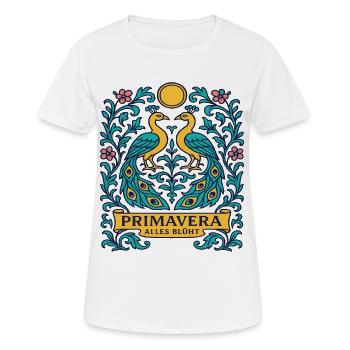 Primavera Ailes Blüht Frühlings Vogel Ornament - Frauen T-Shirt atmungsaktiv - Weiß - Vorne - AI Model Female 172 dark (172cm)