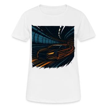Nachtfahrt Sportwagen Im Tunnel Geschwindigkeit - Frauen T-Shirt atmungsaktiv - Weiß - Vorne - AI Model Female 172 dark (172cm)