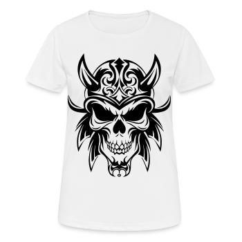 Stylized skull with a tribal look - Women's Breathable T-Shirt - white - Front - AI Model Female 172 dark (172cm)