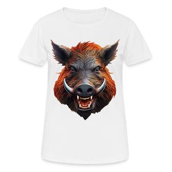 Keiler-Wildschwein - Frauen T-Shirt atmungsaktiv - Weiß - Vorne - AI Model Female 172 dark (172cm)