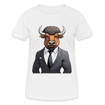 Anzugbulle im Business-Look - Frauen T-Shirt atmungsaktiv - Weiß - Vorne - AI Model Female 172 dark (172cm)
