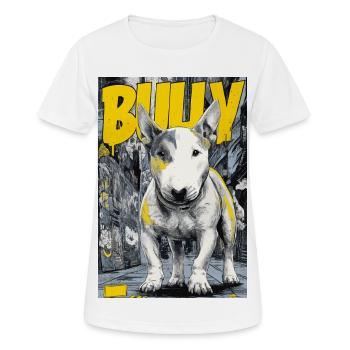 Bull Terrier – Chien des rues urbain dans le style BD - T-shirt respirant Femme - blanc - Devant - AI Model Female 172 dark (172cm)