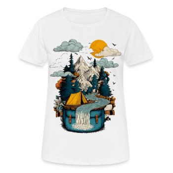 Bergsee Pfad - Camping Backpacker Motiv - Frauen T-Shirt atmungsaktiv - Weiß - Vorne - AI Model Female 172 dark (172cm)