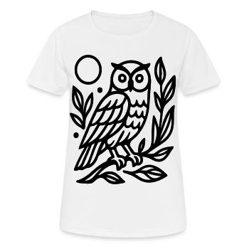 Minimal Ligne Art Hibou Nuit Nature Symbole Design - T-shirt respirant Femme - blanc - Devant - AI Model Female 172 dark (172cm)