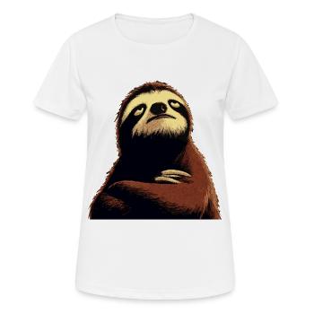 Motif Zen Paresseux Sérénité - T-shirt respirant Femme - blanc - Devant - AI Model Female 172 dark (172cm)