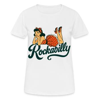 Rockabilly Pin-Up Frau 50er liegend Petticoat - Frauen T-Shirt atmungsaktiv - Weiß - Vorne - AI Model Female 172 dark (172cm)