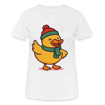 Canard festif en hiver chapeau et écharpe - T-shirt respirant Femme - blanc - Devant - AI Model Female 172 dark (172cm)