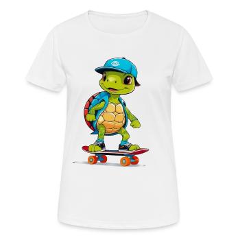 Schildkröte Skateboardheld - Frauen T-Shirt atmungsaktiv - Weiß - Vorne - AI Model Female 172 dark (172cm)
