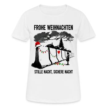 Stille Nacht, Sichere Nacht - Weihnachtssatire - Frauen T-Shirt atmungsaktiv - Weiß - Vorne - AI Model Female 172 dark (172cm)