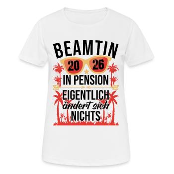 Beamtin in Pension Pensionierung Pensionärin 2026 - Frauen T-Shirt atmungsaktiv - Weiß - Vorne - AI Model Female 172 dark (172cm)