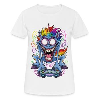 Licorne folle de jeu avec manette Gamer - T-shirt respirant Femme - blanc - Devant - AI Model Female 172 dark (172cm)