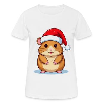 Hamster mit Nikolausmütze passend zu Weihnachten - Frauen T-Shirt atmungsaktiv - Weiß - Vorne - AI Model Female 172 dark (172cm)