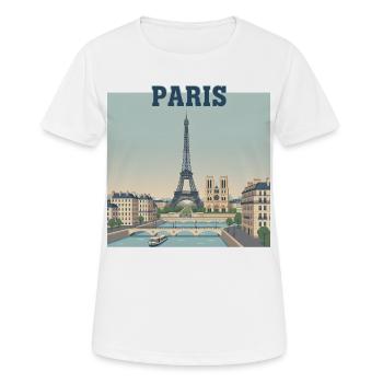 Pariser Skyline-Eiffeldruck - Frauen T-Shirt atmungsaktiv - Weiß - Vorne - AI Model Female 172 dark (172cm)