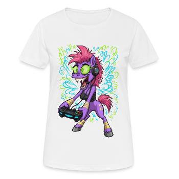 Poney de jeu néon avec casque - T-shirt respirant Femme - blanc - Devant - AI Model Female 172 dark (172cm)