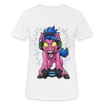 Gamer Pony Neon Headset avec Lightning Colors Gaming - T-shirt respirant Femme - blanc - Devant - AI Model Female 172 dark (172cm)