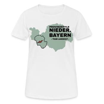 Niederbayern | LANDSHUT - Frauen T-Shirt atmungsaktiv - Weiß - Vorne - AI Model Female 172 dark (172cm)