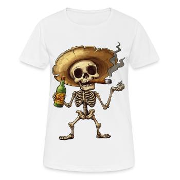 Squelette Crâne Crâne Cigare Liqueur - T-shirt respirant Femme - blanc - Devant - AI Model Female 172 dark (172cm)