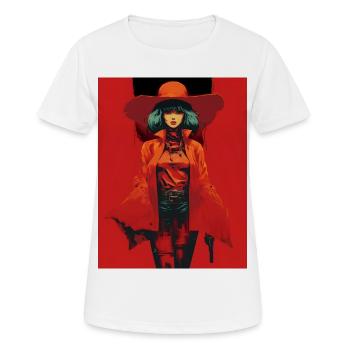 Frau mit Orange Mantel Breiter Hut - Frauen T-Shirt atmungsaktiv - Weiß - Vorne - AI Model Female 172 dark (172cm)