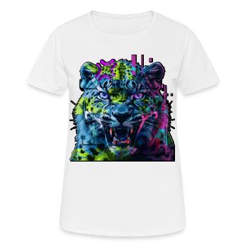 Techno Neon Leopard – Glitchcore Art - Frauen T-Shirt atmungsaktiv - Weiß - Vorne - AI Model Female 172 dark (172cm)