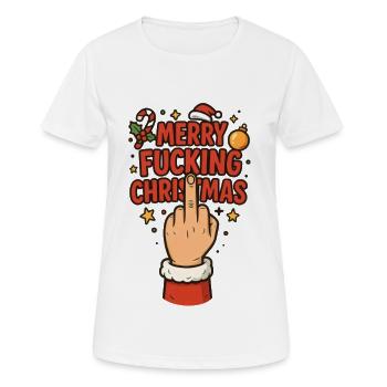Middle Finger Merry Fucking Christmas - Women's Breathable T-Shirt - white - Front - AI Model Female 172 dark (172cm)