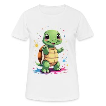 Schildkröte Farbspritzer Spaß - Frauen T-Shirt atmungsaktiv - Weiß - Vorne - AI Model Female 172 dark (172cm)