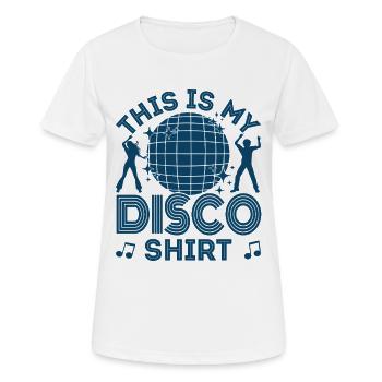 Disco 70er 80er Jahre Disko Party Outfit Discothek - Frauen T-Shirt atmungsaktiv - Weiß - Vorne - AI Model Female 172 dark (172cm)