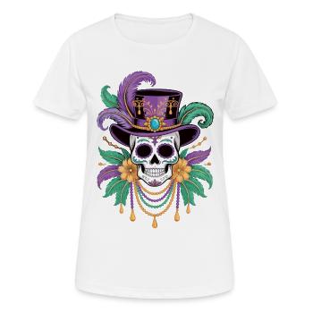 Chemise tête de mort de carnaval pour les fans de Mardi Gras - T-shirt respirant Femme - blanc - Devant - AI Model Female 172 dark (172cm)