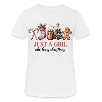 Just a Girl Who Loves Christmas Shirt - Frauen T-Shirt atmungsaktiv - Weiß - Vorne - AI Model Female 172 dark (172cm)