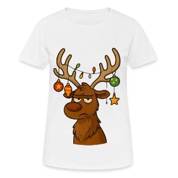 Renne Noël Rudolf - T-shirt respirant Femme - blanc - Devant - AI Model Female 172 dark (172cm)