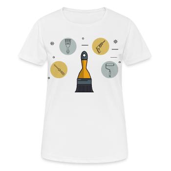 Mittelbürste und DIY-Malwerkzeuge - Frauen T-Shirt atmungsaktiv - Weiß - Vorne - AI Model Female 172 dark (172cm)