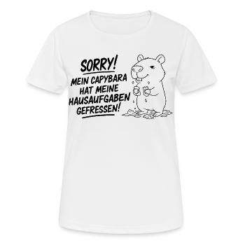 Sorry! Capybara ate my homework - Women's Breathable T-Shirt - white - Front - AI Model Female 172 dark (172cm)
