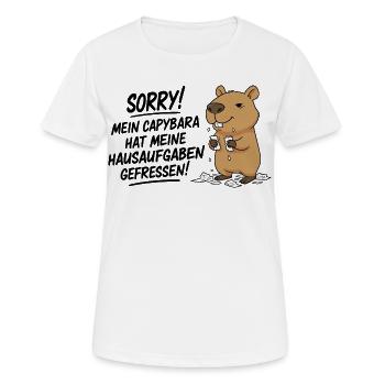 Sorry! Capybara ate my homework - Women's Breathable T-Shirt - white - Front - AI Model Female 172 dark (172cm)