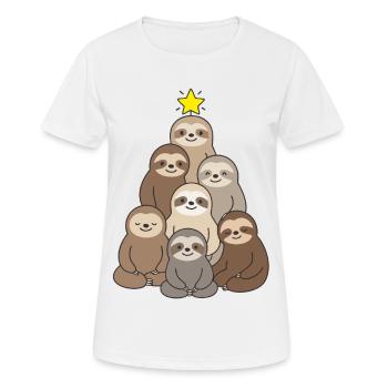 Cute Sloth Christmas Tree Christmas cutest - Women's Breathable T-Shirt - white - Front - AI Model Female 172 dark (172cm)