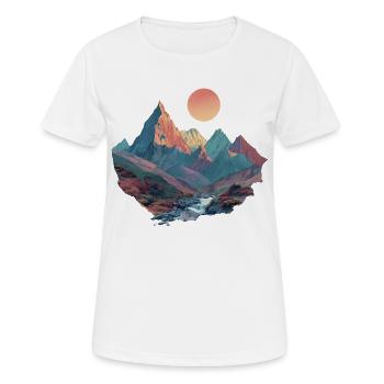 Surreale Berglandschaft – Bunte Naturkunst - Frauen T-Shirt atmungsaktiv - Weiß - Vorne - AI Model Female 172 dark (172cm)