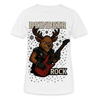 Rentier Rockgitarre Punk Weihnachtsdesign - Frauen T-Shirt atmungsaktiv - Weiß - Vorne - AI Model Female 172 dark (172cm)