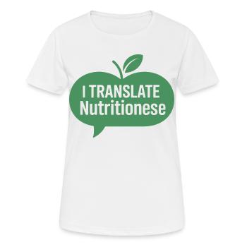 Diététicien(ne) Communication en nutrition - T-shirt respirant Femme - blanc - Devant - AI Model Female 172 dark (172cm)
