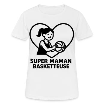 Super maman coiffeuse – Cœur coiffure - T-shirt respirant Femme - blanc - Devant - AI Model Female 172 dark (172cm)