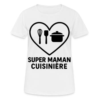 Super maman cuisinière – Cœur cuisine - T-shirt respirant Femme - blanc - Devant - AI Model Female 172 dark (172cm)