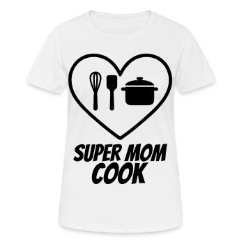 Super Mama Köchin – Herz & Küche  - Frauen T-Shirt atmungsaktiv - Weiß - Vorne - AI Model Female 172 dark (172cm)