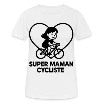 Super Cycling Mom – Cœur vélo cyclisme - Frauen T-Shirt atmungsaktiv - Weiß - Vorne - AI Model Female 172 dark (172cm)