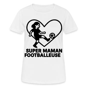 Super maman footballeuse – Cœur football - T-shirt respirant Femme - blanc - Devant - AI Model Female 172 dark (172cm)