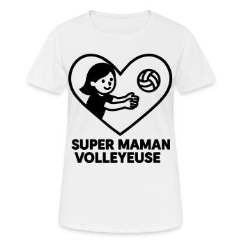 Super-Mama-Volleyballspielerin – Cœur Volley Volleyball - Frauen T-Shirt atmungsaktiv - Weiß - Vorne - AI Model Female 172 dark (172cm)
