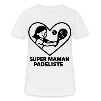 Super Padelist Mom – Cœur padel - Women's Breathable T-Shirt - white - Front - AI Model Female 172 dark (172cm)