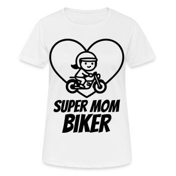 Super Mom Biker – Motorcycle Heart - Women's Breathable T-Shirt - white - Front - AI Model Female 172 dark (172cm)