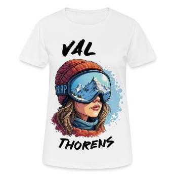 Val Thorens Ski 3 Vallées Haute Station Europe - T-shirt respirant Femme - blanc - Devant - AI Model Female 172 dark (172cm)