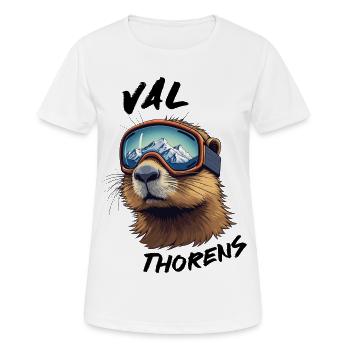 Val Thorens Ski 3 Vallées Plus Haute Station - T-shirt respirant Femme - blanc - Devant - AI Model Female 172 dark (172cm)